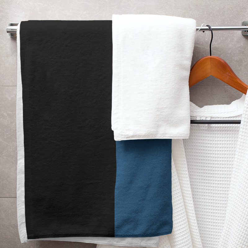 Colorado Lightweight Bath Towel, Black/Blue/Black, Poly/Cotton