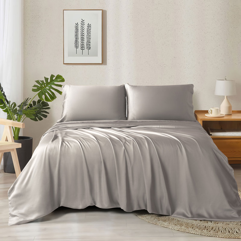 Ensemble de housse de couette grand 4 pièces en noir, Argent