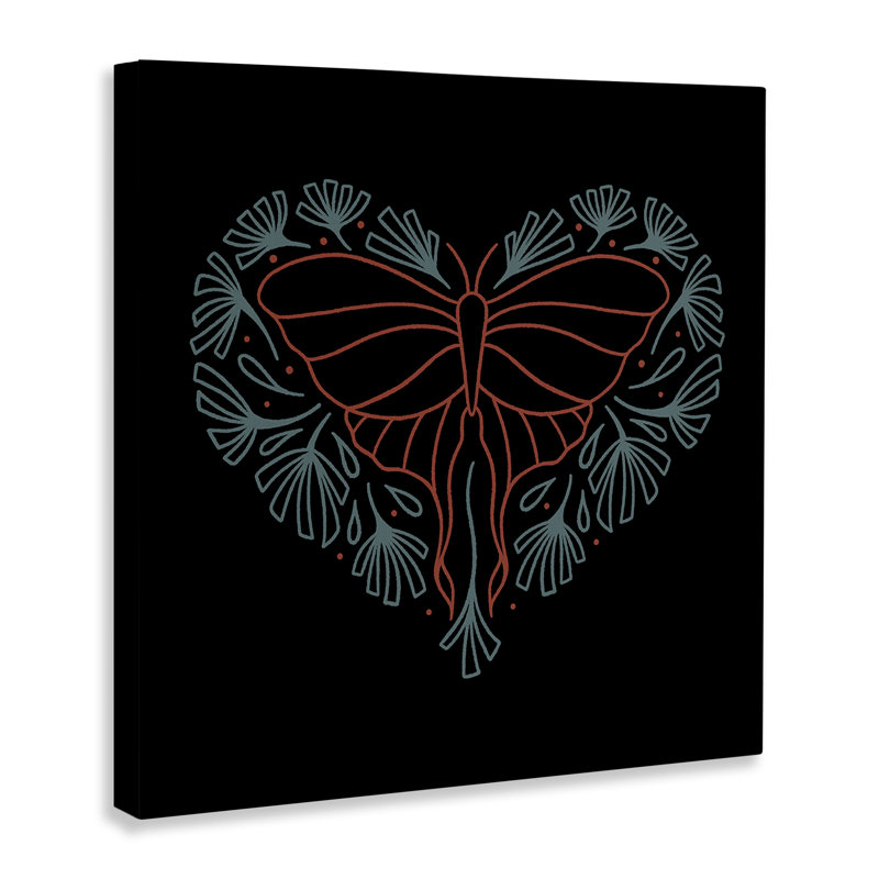 Heart Shaped Celestial Moth Canvas Wall Art by Ahmed Sameh Hussein, 24" H x 24" W