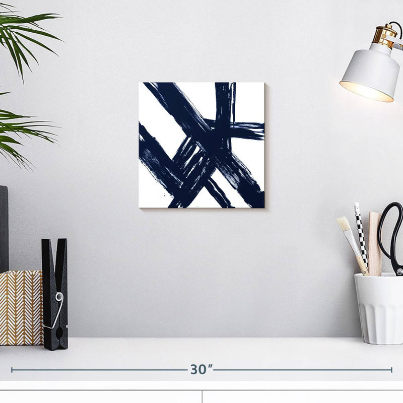 Strokes In Navy I, 10" H x 10" W
