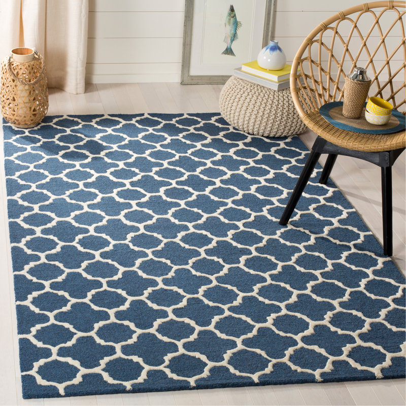 SantaMonica Geometric Wool Hand Woven Area Rug, Rectangle 152 x 244 cm