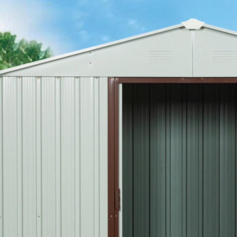 Outdoor Metal Storage Shed, White, 8 ft. W x 4 ft. D