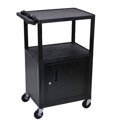 Tuffy Open Shelf Endura Equipment AV Cart with Locking Cabinet
