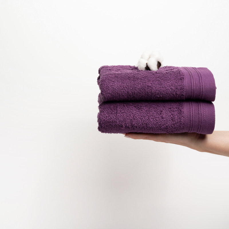 Kendra 100% Cotton Hand Towel Set, Plum, 4