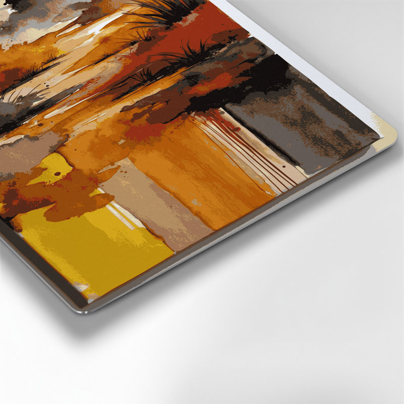 Aquarelle paysage 30 art mural en métal brun, 10" H x 8" W