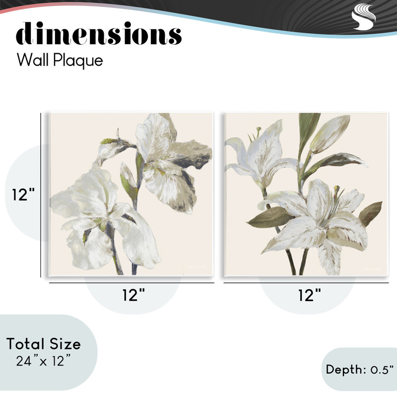 Ensemble de 2 plaques murales iris et lys beige doux, design par Lanie Loreth
