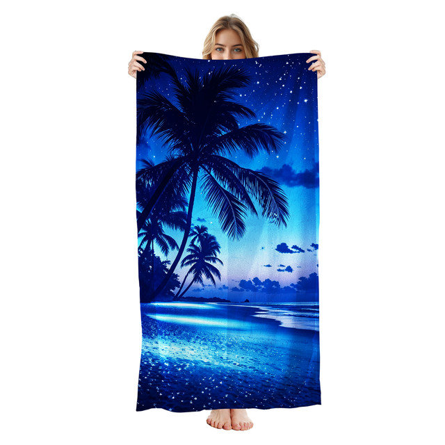  Serviette de plage légère en microfibre, absorbante et sans décoloration, 30 po x 60 po, nuit étoilée