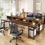 Bureau double 78,74 po avec tablettes de rangement