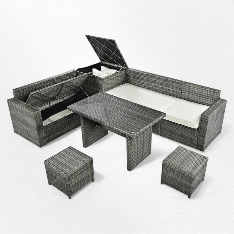 Ensemble repas pour 7 personnes, Beige, Gris