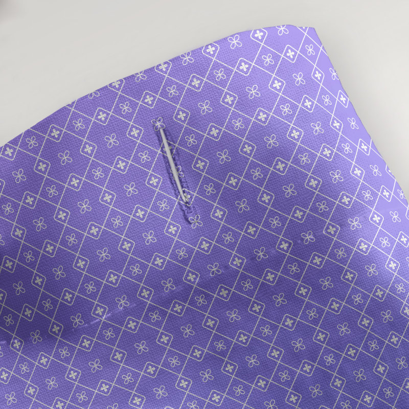Rideau simple à deux napperons, Bleu / Mauve