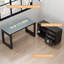 Bureau en L avec 3 tiroirs et tablettes de rangement Quanita
