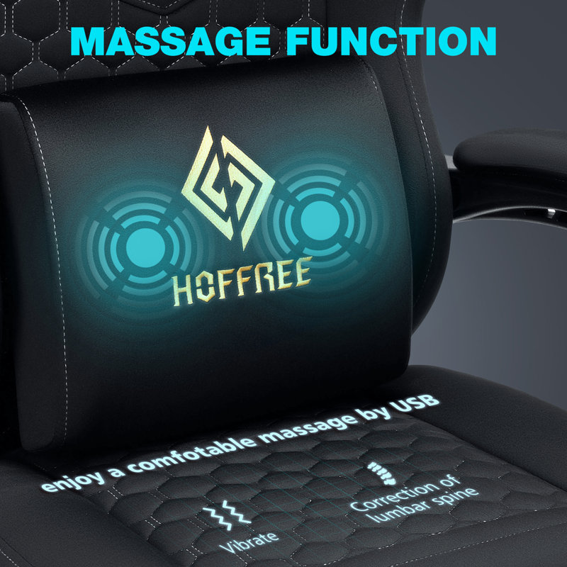 Fauteuil de jeu avec haut-parleurs Hoffree, Noir