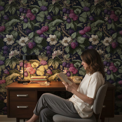 Papier peint floral, décoration murale traditionnelle rétro