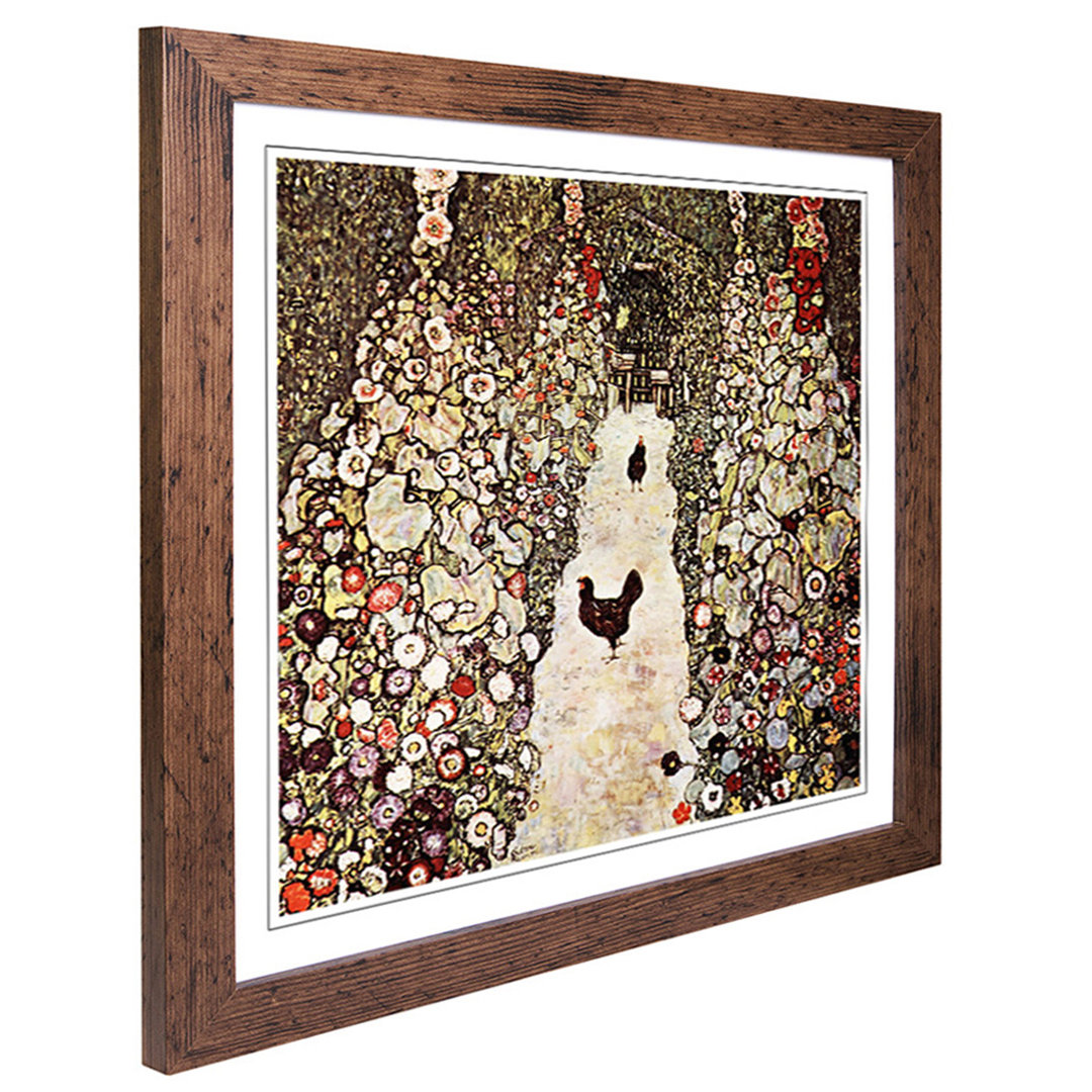 Garden with Chickens and Roosters by Gustav Klimt - Framed Print