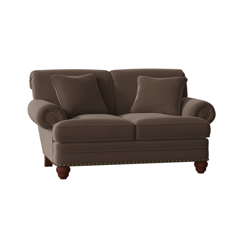 Spratt Loveseat, Peyton Navy Performance Twill, Manhattan, Light Brass