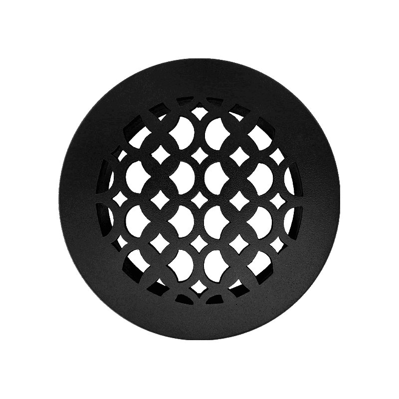 Grille d'aération 7,5 po Tudor Mushroom, ronde 6 po, fonte d'aluminium, VR100, Noir, noir, noir, noir