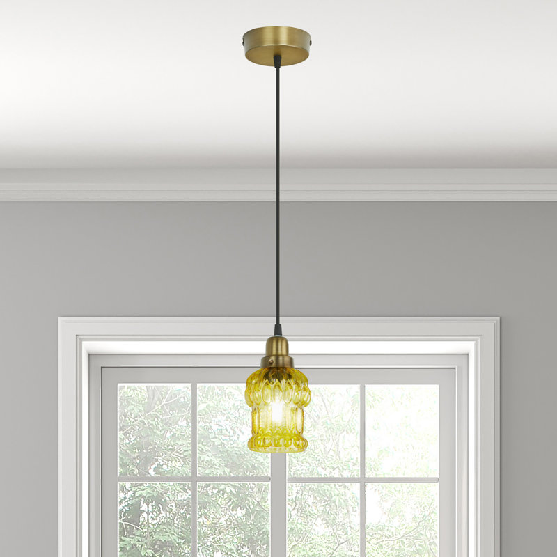 4.5"W Hazlehurst Colored 1-Light Novelty Pendant, Yellow