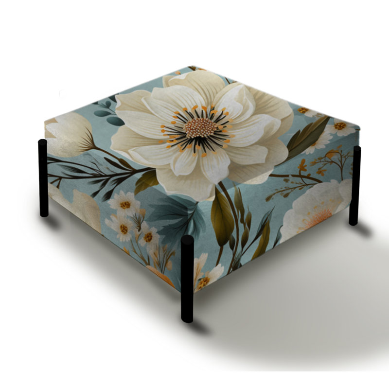 Élégant motif floral orange rustique II - grand repose-pieds carré floral