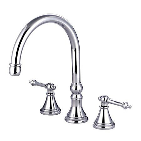 Templeton Double Handle Deck Mounted Roman Tub Faucet, Polished Chrome