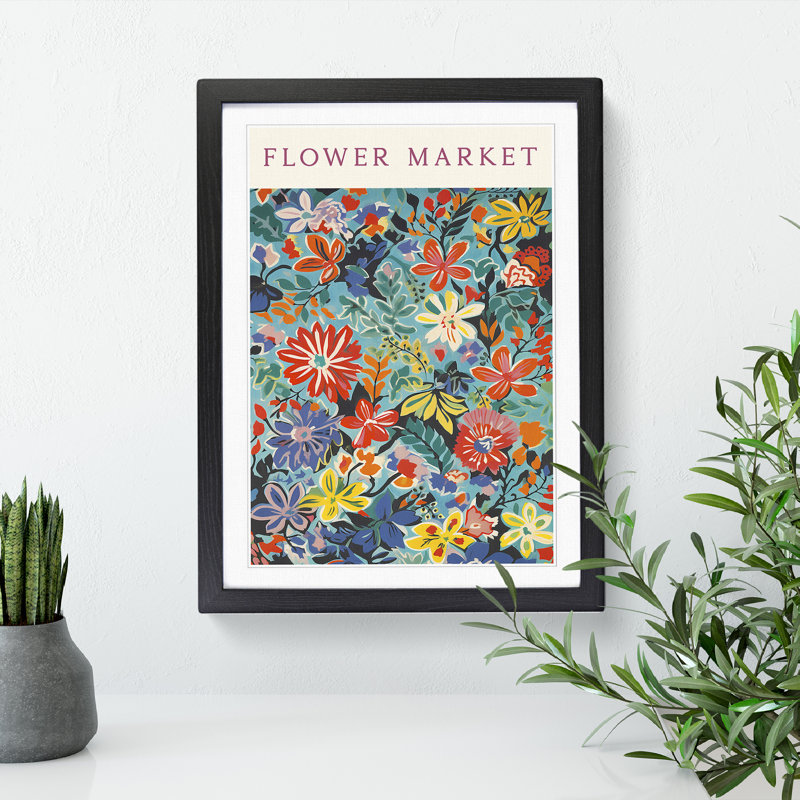 Flower Market Exhibition 1 Piece Single Picture Frame Wall Art, 64cm H x 46cm W x 2cm D