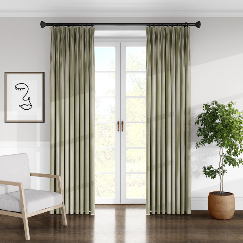 Panneau de rideau simple obscurcissant 100% coton à rayures Ticking, l 20 po x L 108 po, Noyer