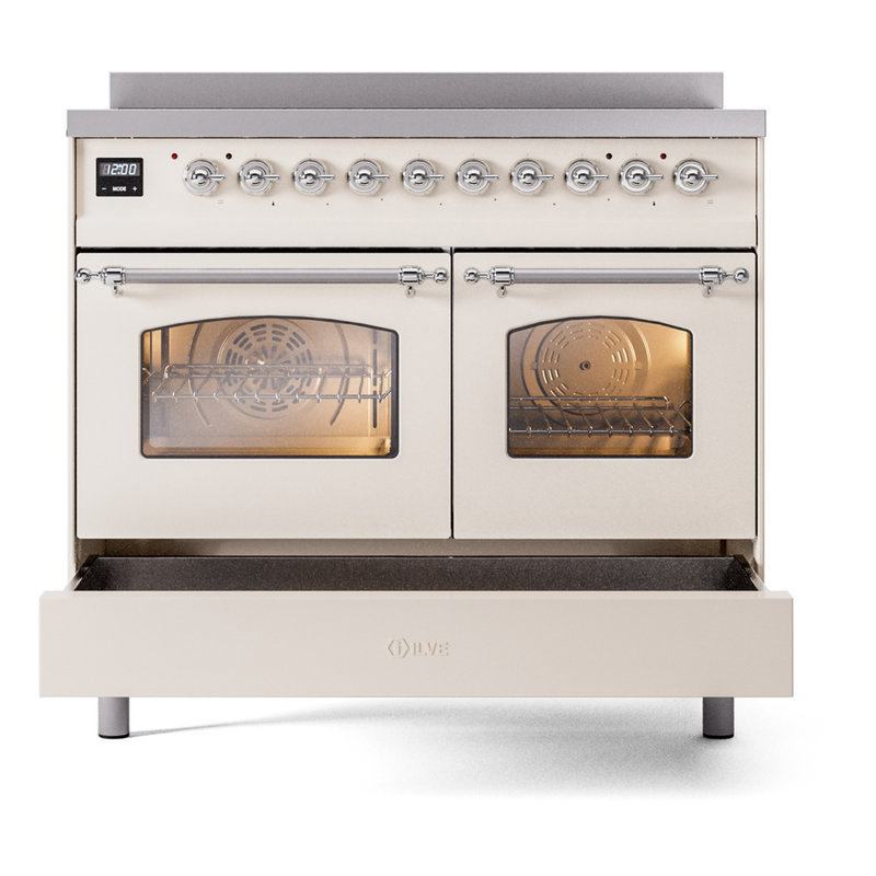 ILVE Nostalgie II 40 in Induction Range, Antique White/Chrome