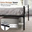 Single Double Platform Bed Frame, Metal Beds with Headboard and Footboard, Heavy Duty Steel Slats Support, Black/Pink-253607889-253607895