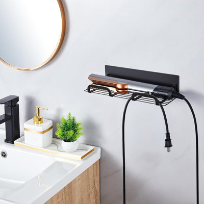 Straighteners Holder Wall Mounted Metal Hair Dryer Holder for Curling Wands Accessories Adhesive Curling Iron Holder Hair Tool Organizer for Vanity Bathroom Barber Shops