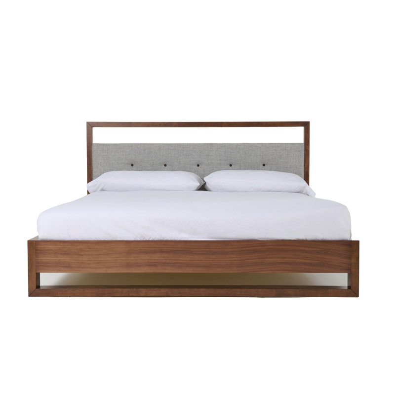 Cear Bed, tête de lit à panneau touffeté gris avec découpe, gris brun, Grand