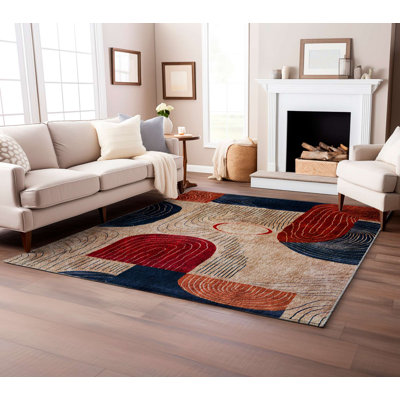Tapis antidérapant, 2,6 x 4,9 pi, 60% coton et 40% polyester | Tissé à la machine, impression numérique, sans velours, 0,3 po d'épaisseur | Facile à nettoyer, conception élégante pour le salon et la chambre à coucher | Durable et confortable