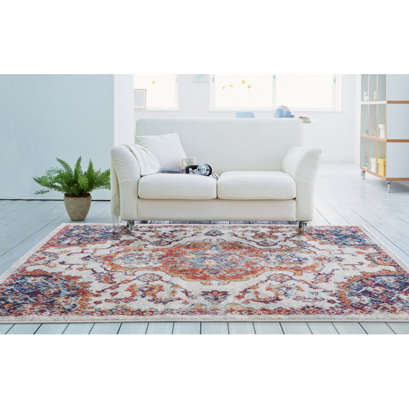 Tapis oriental crème / brun Thibaut, Tapis de couloir 2 pi 7 po x 7 pi 2 po