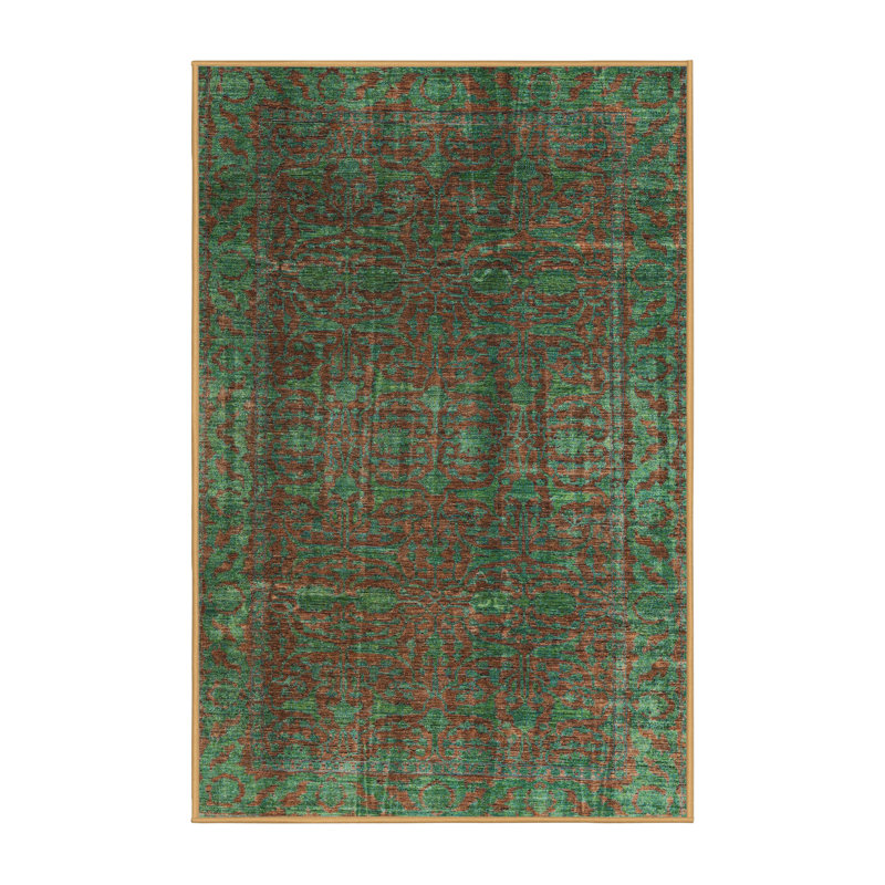 Tapis oriental brun / vert Veedersburg, Rectangle 5 pi x 7 pi