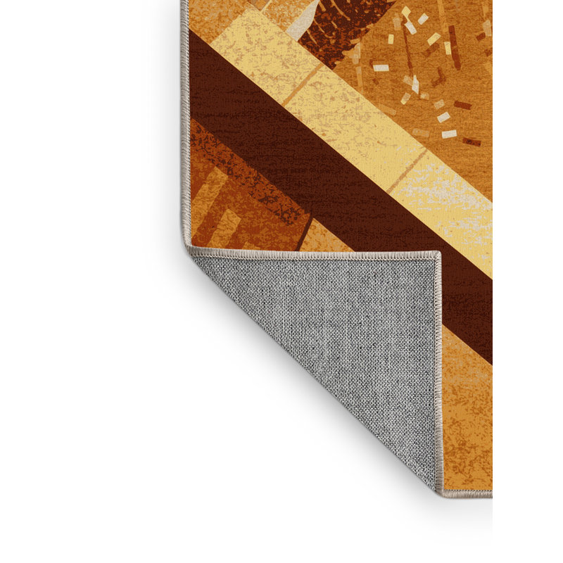 Machine Washable Eldred Parade Float Modern Abstract Rug in Beige – Beige Binding, 7x9
