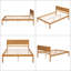 Structure de lit double en bois massif avec tête de lit - Finition chêne, support à lattes de bois, aucun sommier nécessaire-305083048-305083062