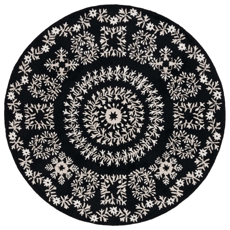 Empire Hand Tufted Indian Wool Floral Rug, Round 6'