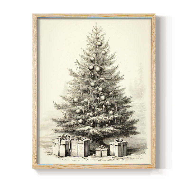 «Christmas Holiday Art CDL XXXVII», reproduction encadrée - bois massif, H 21 po x l 17 po, Naturel