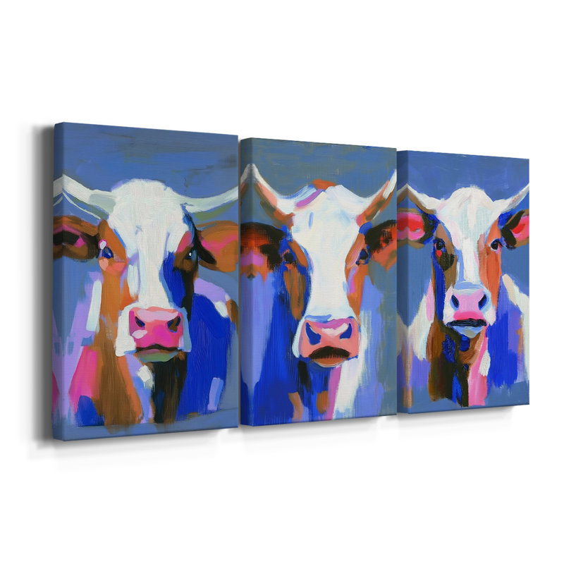 ANIMALS Series CECXLV - Toile tendue avec châssis sur mesure - 3 pièces, H 60 po x l 120 po