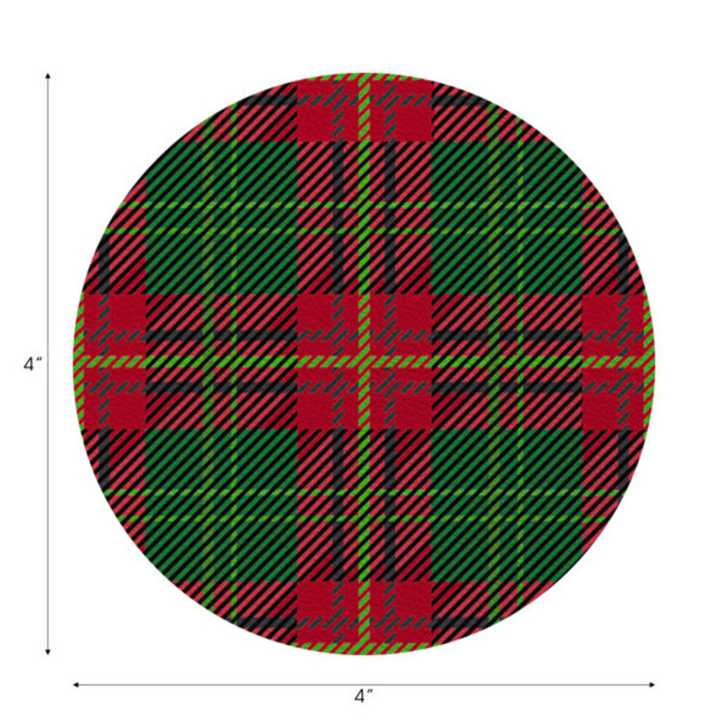Sous-verres ronds en cuir tartan, Vert