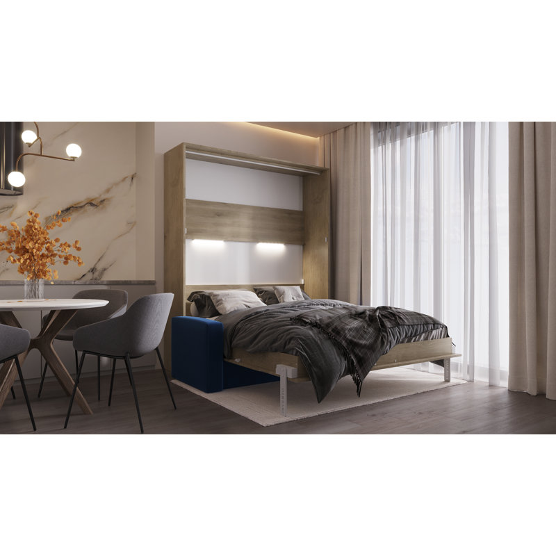 Neidelin Upholstered Bed, Beige/Navy