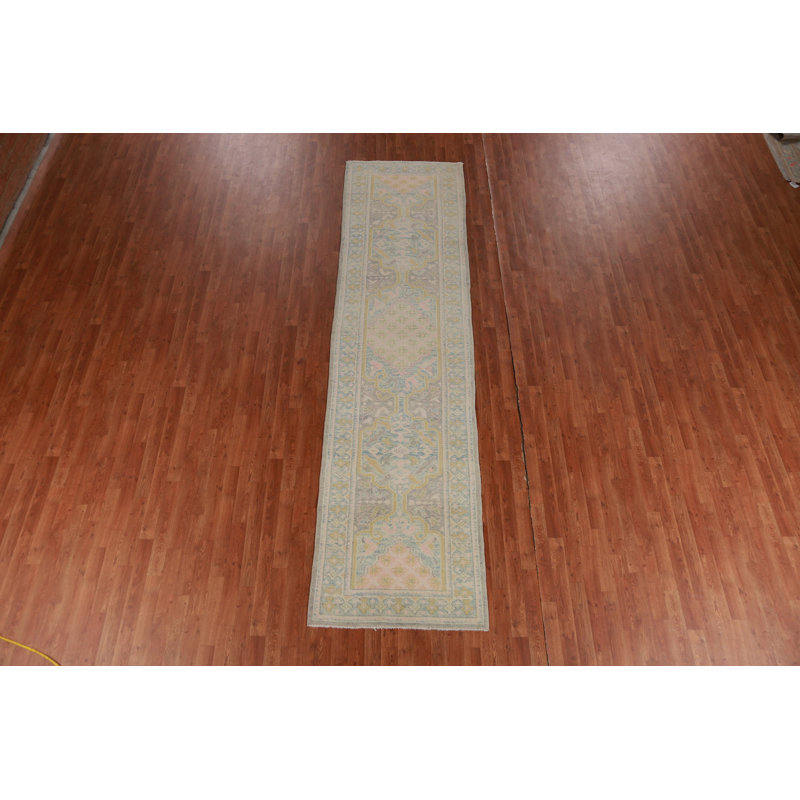 Vegetable Dye Oushak Turkish Runner Rug 3x12