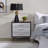 3-Drawer Modern Nightstand with Patterned Fronts & Gold Legs
