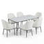Ensemble de salle à manger 7 pièces Fernand avec table d'appoint en marbre et chaises rembourrées-124609909-124609908