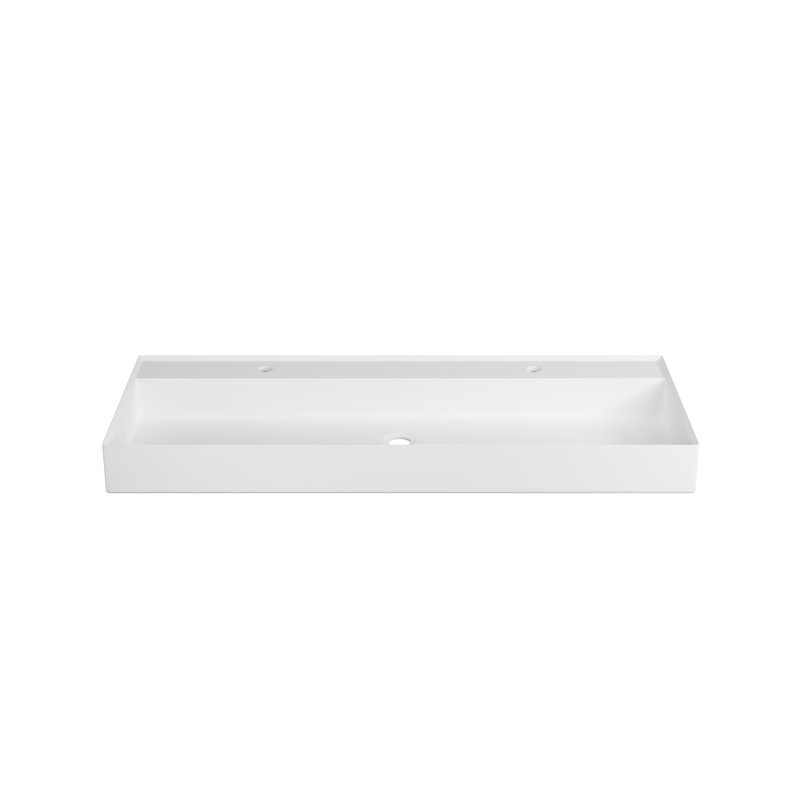 Lavabo de salle de bain, surface solide en résine de pierre, teinte blanc mat, ajustement flexible pour toutes les configurations, résistance durable, fixation murale ou de comptoir,