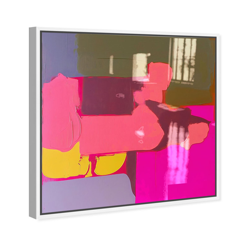 Oliver Gal California Echo II Abstract - Hand-Applied Glass Coat Framed Canvas Art, 24" H x 24" W, White
