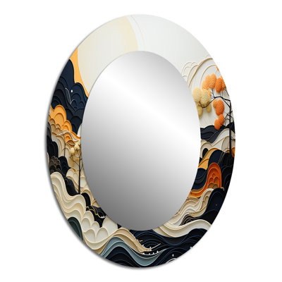 Gris gris, art au trait, miroir mural moderne ovale