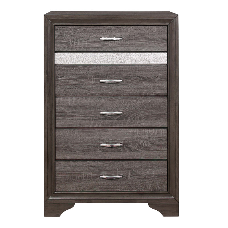 Michaela 34.5'' W 5 - Drawer Dresser, Gray