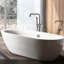 Robinet de baignoire autoportant avec douche à main, 3 poignées, rosé, métal, 6,36 po, 42,98 H, 11,19 lb - Largeur, profondeur, hauteur,