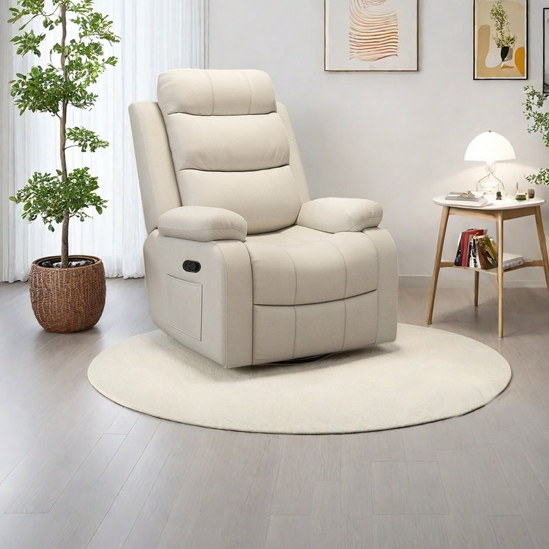 Ergonomically designed comfortable recliner, Beige Leathaire