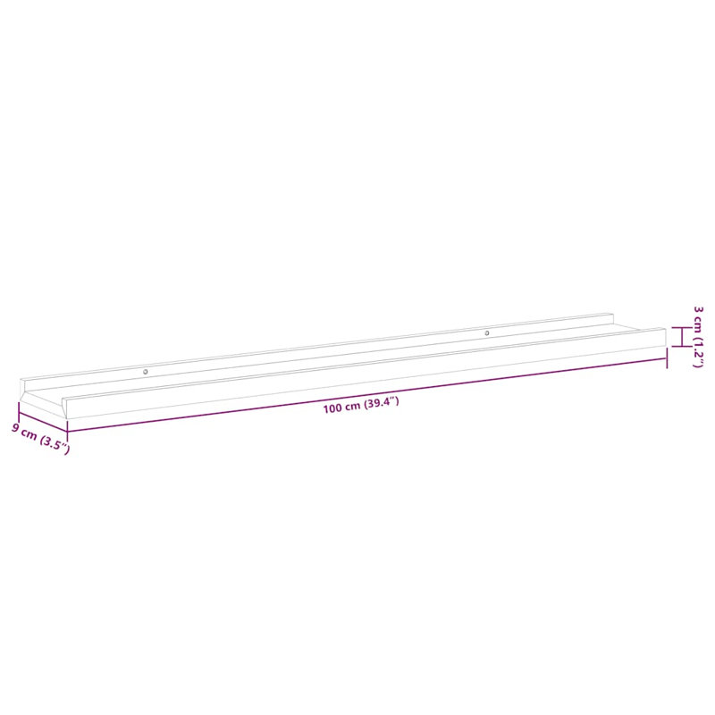 Tablette murale Tablette flottante à fixation murale pour cadre photo, Blanc, H 1,2 po x l 39,4 po x P 3,5 po