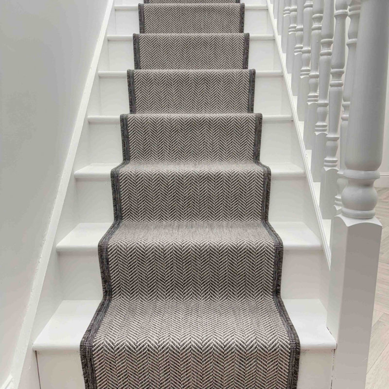 Stair Runner Geometric Flatweave Area Rug, Runner 60 x 690 cm